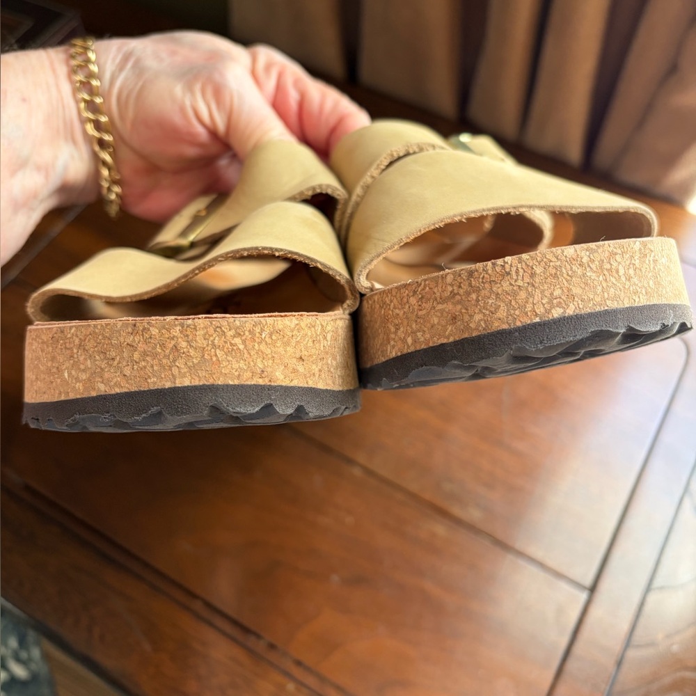 Birkenstock Women's Cream Cork Platform Sandals - Picture 9 of 9
